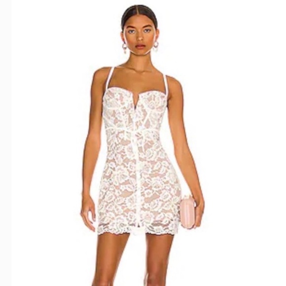 For Love & Lemons White Lace Bustier Mini Dress Size medium - Picture 2 of 8